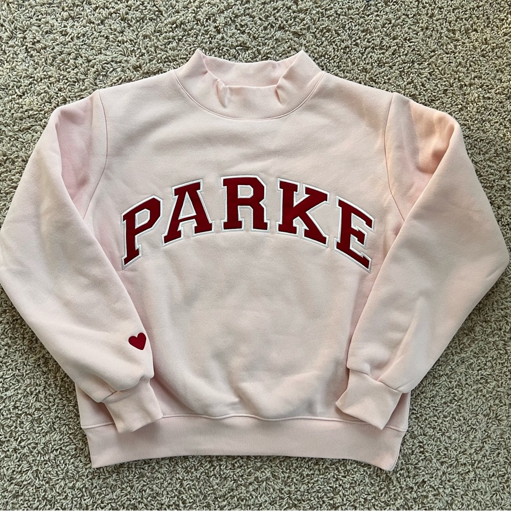 Parke Valentine’s Varsity Mockneck 
Color: Peony/Crimson Size:Small/Medium